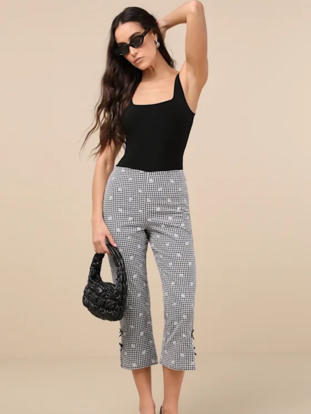 Black & White Gingham Cropped Pants